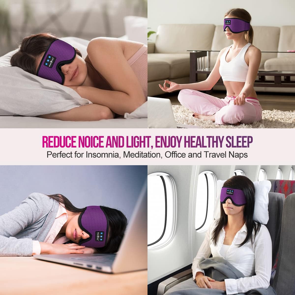 MUSICOZY 3D Sleep Headphones Bluetooth 5.4 Sleep Mask with HD Speakers