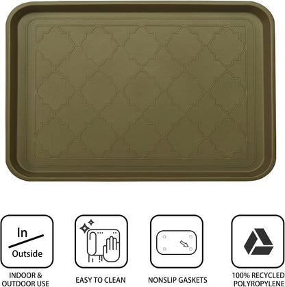 WATANIYA PET Boot Tray for Entryway Indoor, Heavy Duty Shoe Mat Tray 2 Packs, 16.7"x12.8" Waterproof Shoes Trays with Raised Edge, Outdoor Multi-Purpose Mats for Boots, Garden, Pets