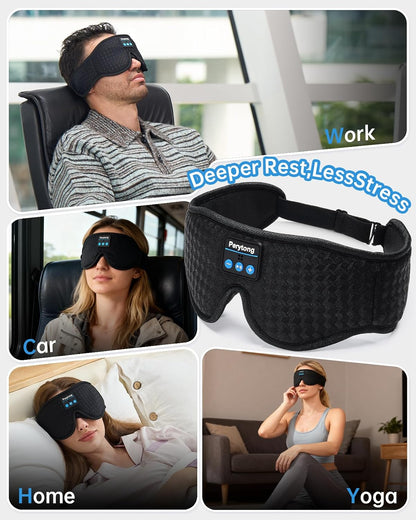Perytong Sleep Mask with Bluetooth 5.4 Headphones, Wireless Music Sleep Eye Mask for Side Sleepers, 3D Contoured Comfort & Built-in HD Stereo Earphones, Blackout for Travel (Peach Pink)