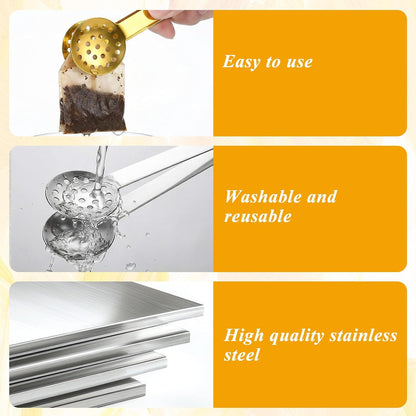 3 Pcs Tea Bag Squeezer Tongs, Stainless Steel Teabag Strainer Dispenser