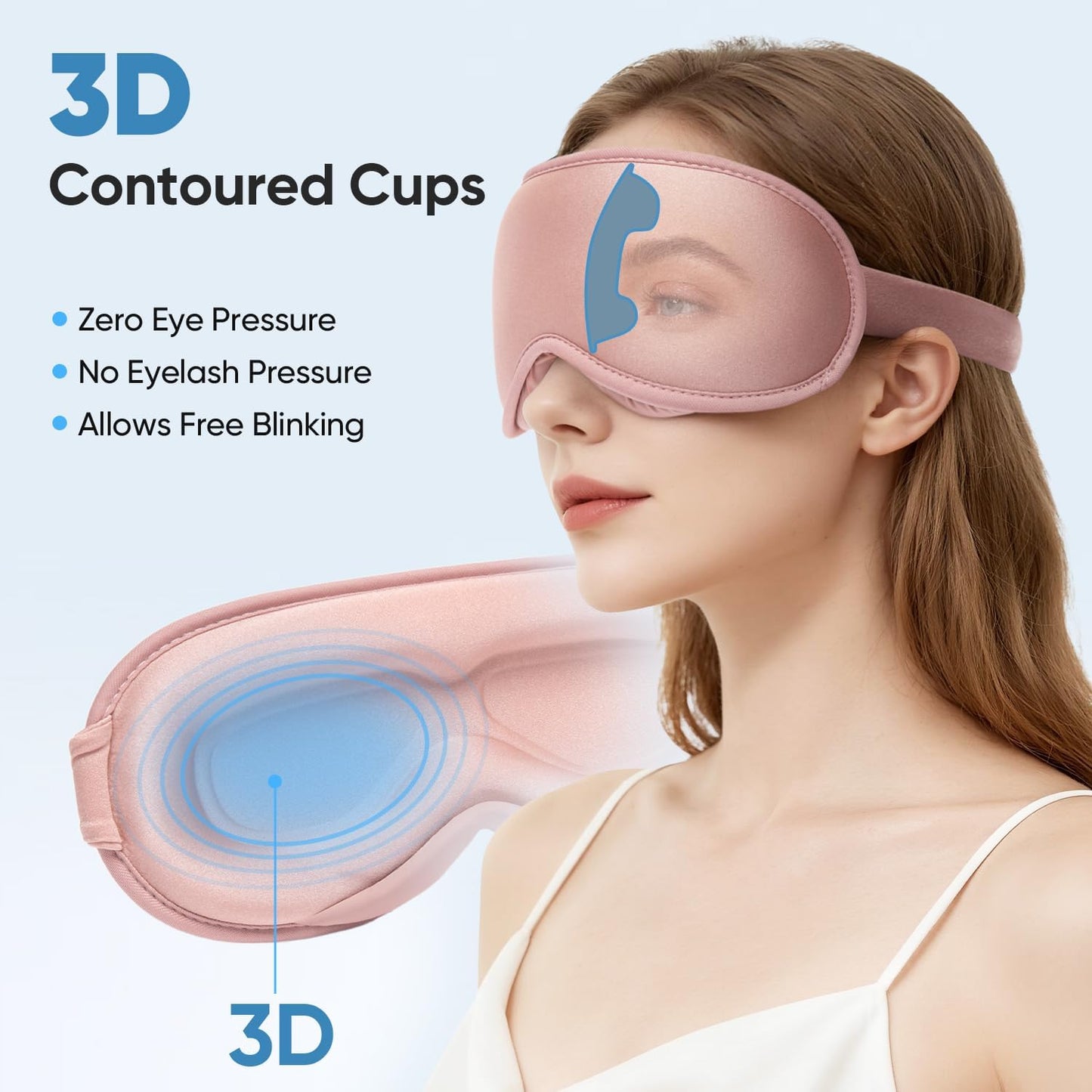 Weighted Eye Mask for Sleeping - Sleep Mask for Women & Men, 3D Contoured Blackout Sleeping Mask for Lash Extensions, Zero Pressure Soft Eye Cover with Adjustable Strap for Travel