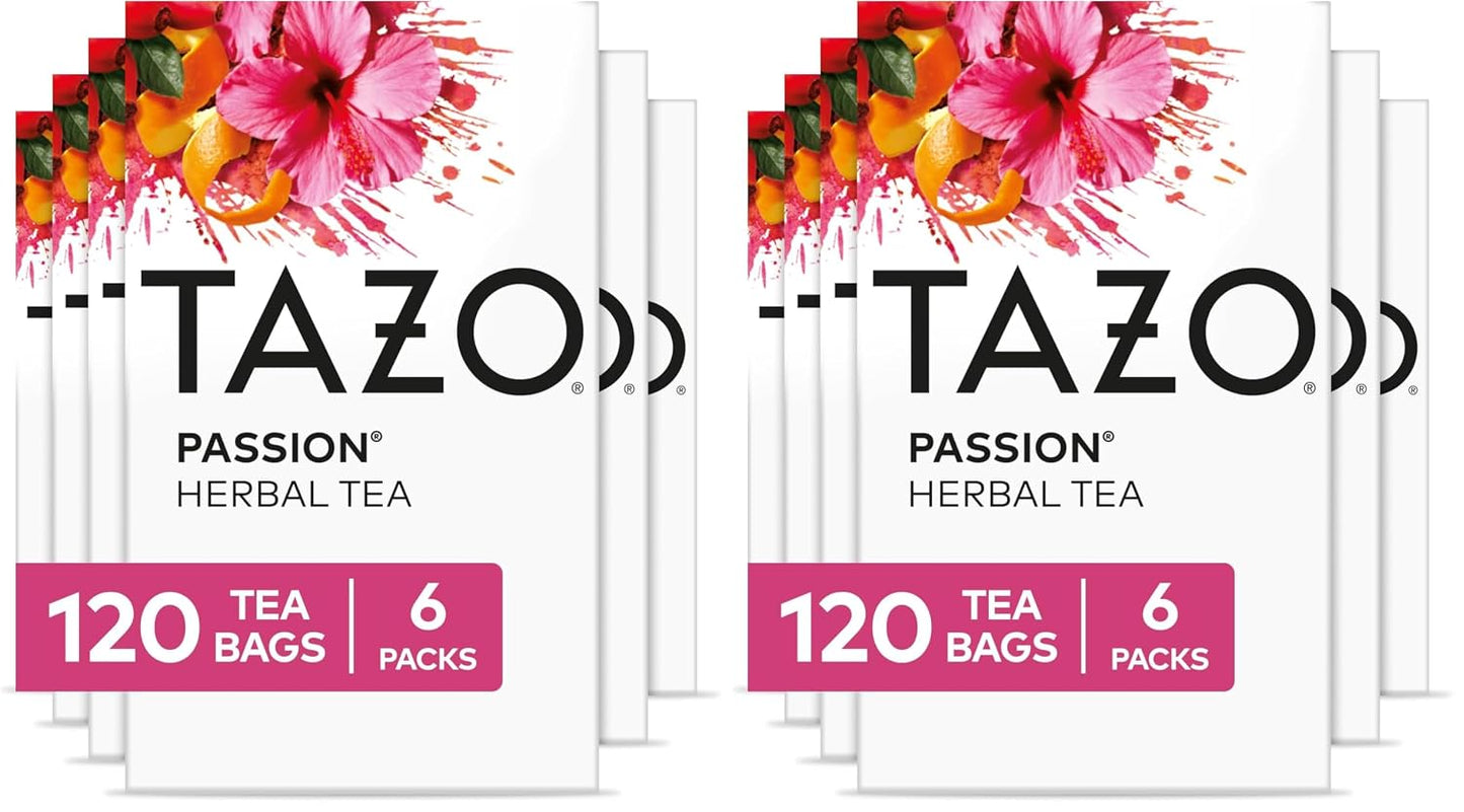 TAZO Passion Herbal Tea Bags, Hot or Iced, Caffeine Free, 20 Total Tea Bags
