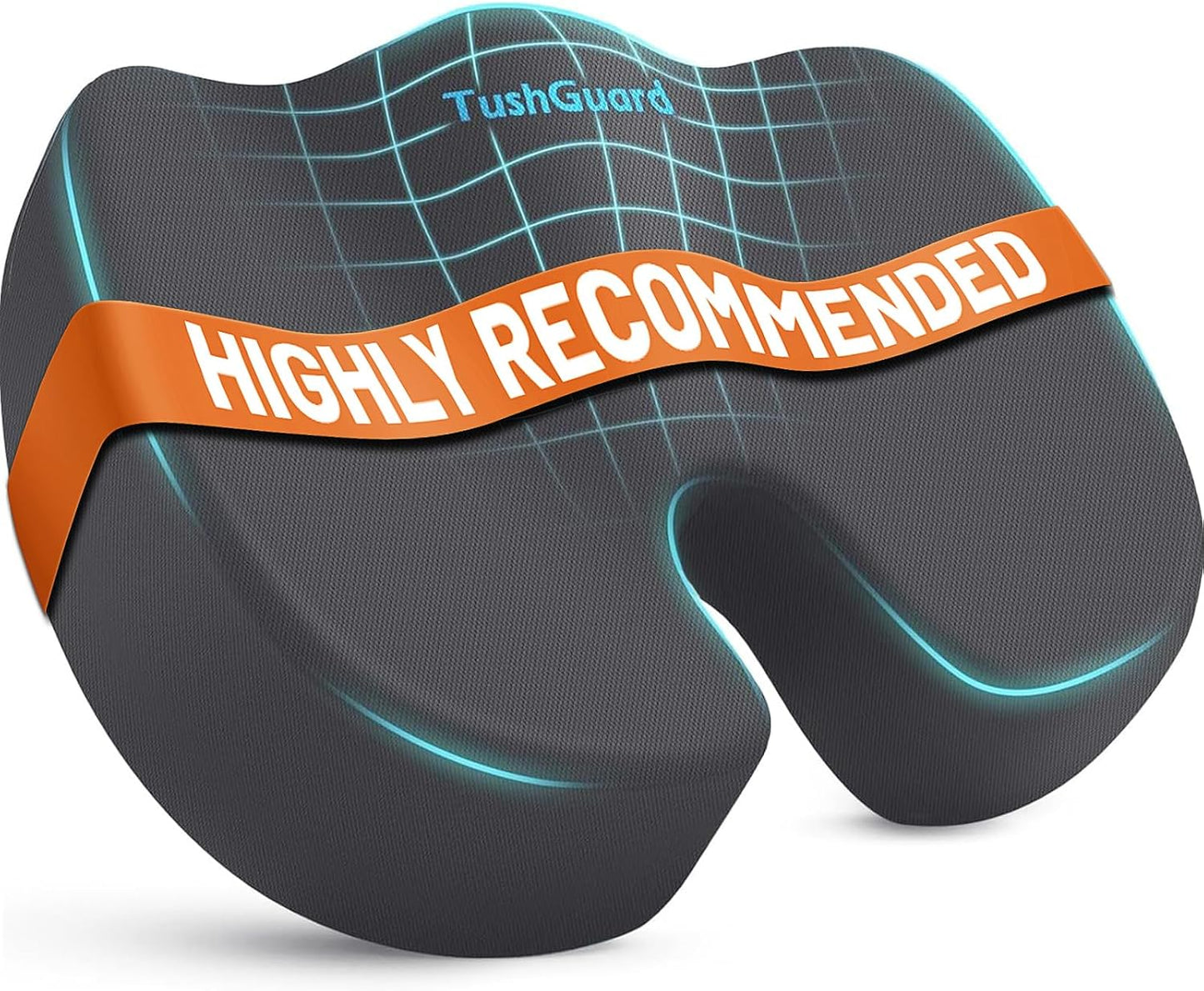 TushGuard Seat Cushion for Office Chair, Memory Foam Chair Cushion, Black | Office Chair Cushion for Car, Airplane - Chair Pad, Butt Pillow for Long Sitting Sciatica, Hip, Coccyx,Tailbone Pain Relief