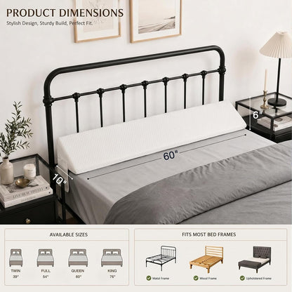 Twin Bed Wedge Pillow for Headboard Gap/Bed Gap Filler Black | Long Triangle Corner Pillows with Pockets,Dense Foam,Pillow Prevents Stuff Drops, Between Twin Mattress and Frames Home Decor