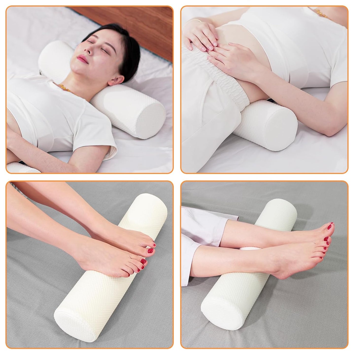 2 Pack Round Massage Table Bolster Pillow Pad, Bolster Pillow, Round Pillows, Suitable for Earthlite Massage Table (Grey, 4.7''x19.6'')