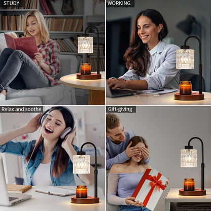 Candle Warmer Lamp with Timer and Dimmer,Electric Gold Light Gifts for Women Melt Wax Warmer Lamp with 2 Bulbs for Candle Jars House Warming New Home Decor Bedroom
