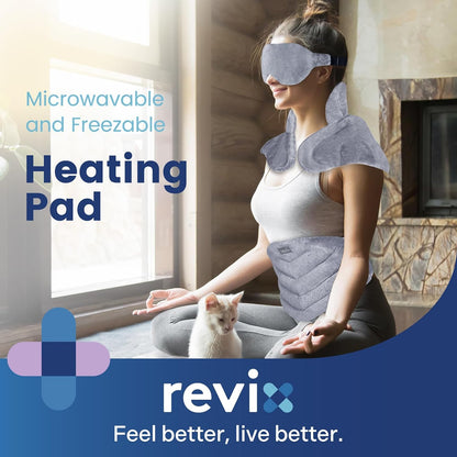 REVIX Microwave Heating Pad Set, Moist Heat Neck Shoulder Wrap & Eye Mask