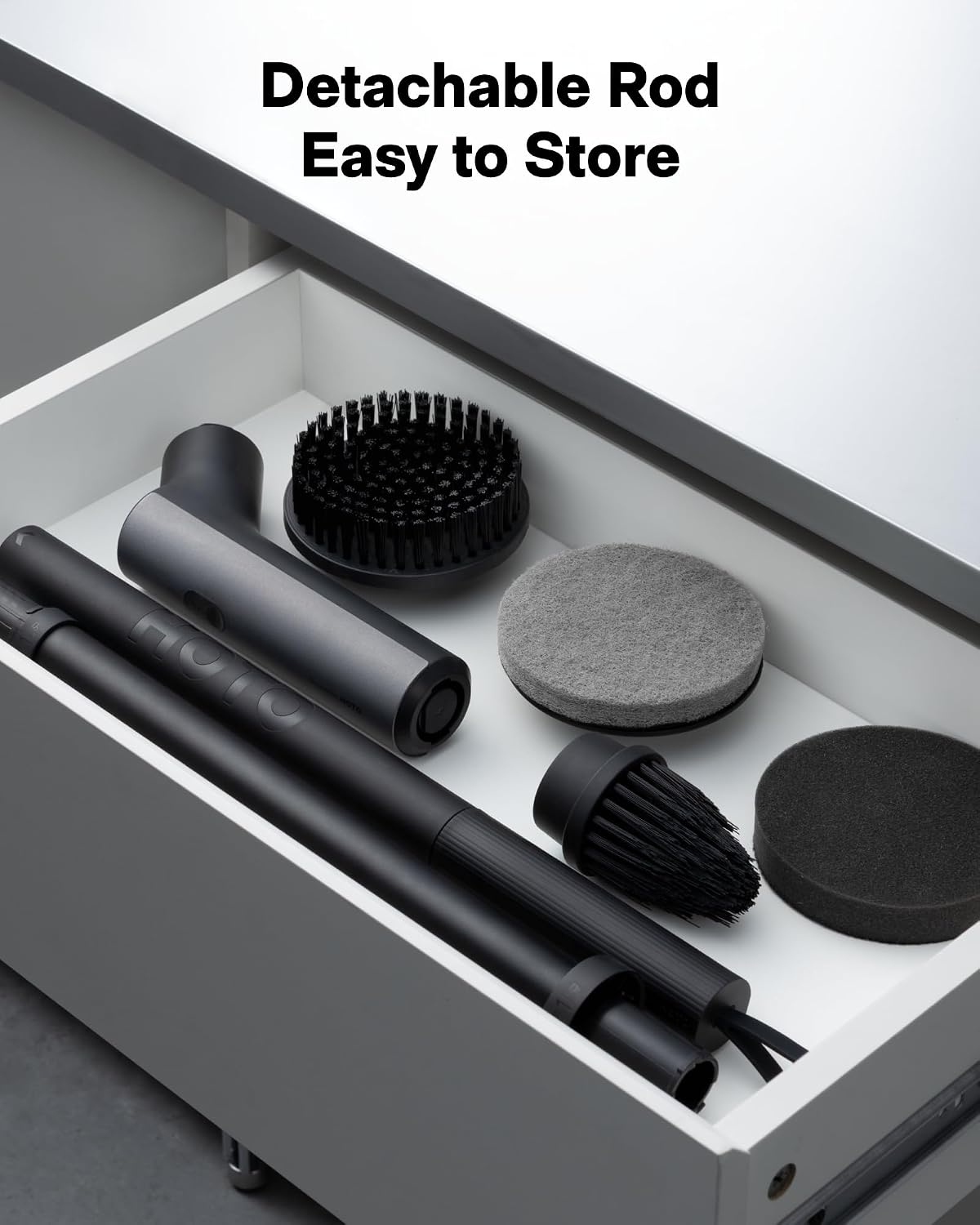 HOTO Swift™ Easycare Cordless Electric Spin Scrubber, for Bathroom, Tile | Extendable Handle, IPX7 Waterproof, with 4 Brush Heads, Shower Scrubber
