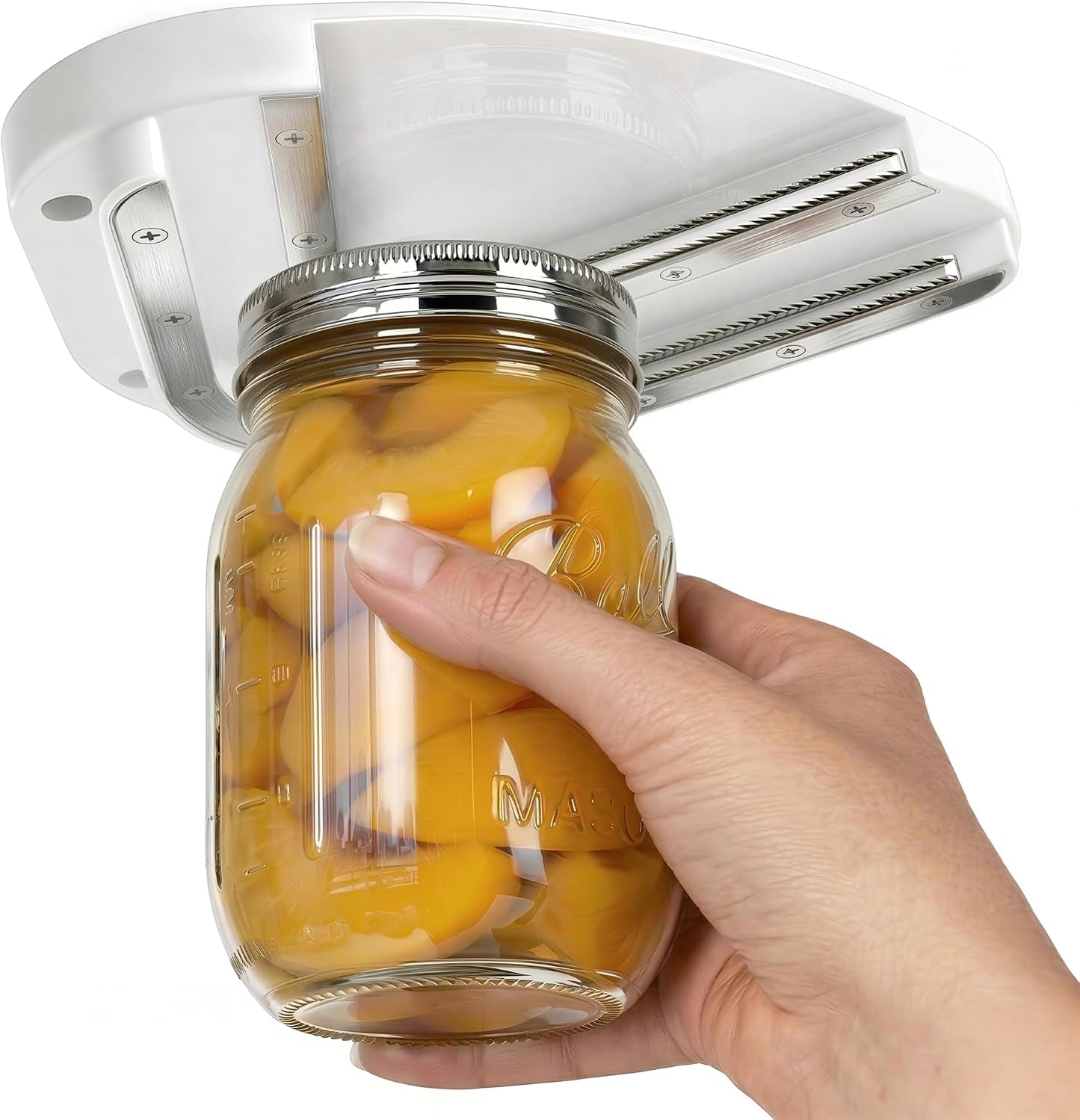 Upgraded Under Cabinet Jar Opener: One-Hand Jar & Can Opener for Stubborn Lids, Easier Grip for Tight Lids, Stainless Steel Teeth