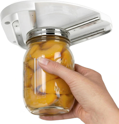 Upgraded Under Cabinet Jar Opener: One-Hand Jar & Can Opener for Stubborn Lids, Easier Grip for Tight Lids, Stainless Steel Teeth
