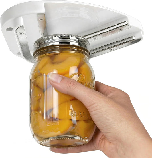 Upgraded Under Cabinet Jar Opener: One-Hand Jar & Can Opener for Stubborn Lids, Easier Grip for Tight Lids, Stainless Steel Teeth