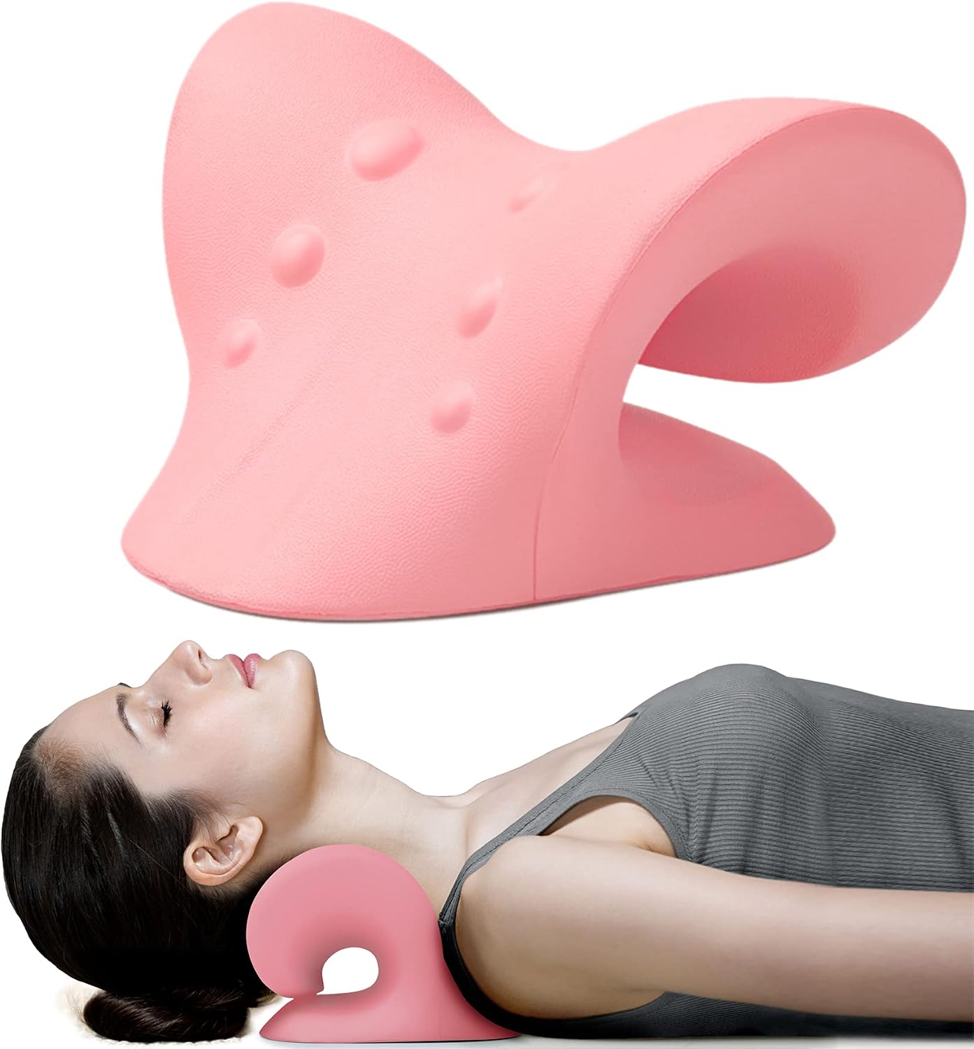 RESTCLOUD Neck and Shoulder Relaxer, Cervical Traction Device for TMJ Pain Relief and Cervical Spine Alignment, Chiropractic Pillow Neck Stretcher (Blue)