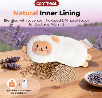 Lavender Weighted Eye Pillow for Yoga Relaxation | Microwavable Moist Heat Eye Compress Mask Pillow with Washable Cover for Meditation, Yoga, Spa, Sleeping, Migraine Relief