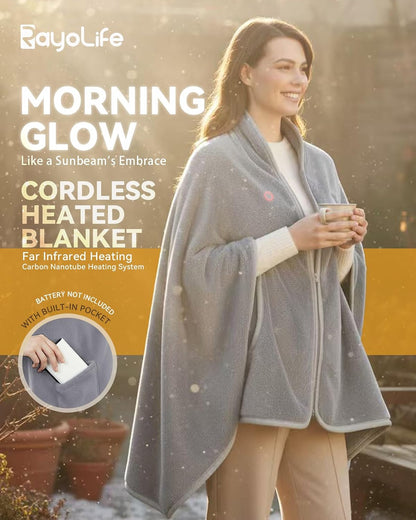 Cordless Heated Blanket (Battery Pack Not Included) - Battery Operated Heated Blanket Rechargeable USB Powered Heated Throw Blanket