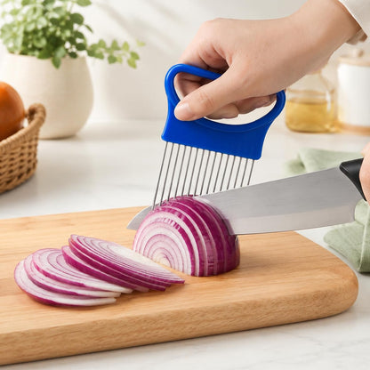 4 Pcs Onion Holder Slicing with Protective Cover, Assistant ToolStainless Steel