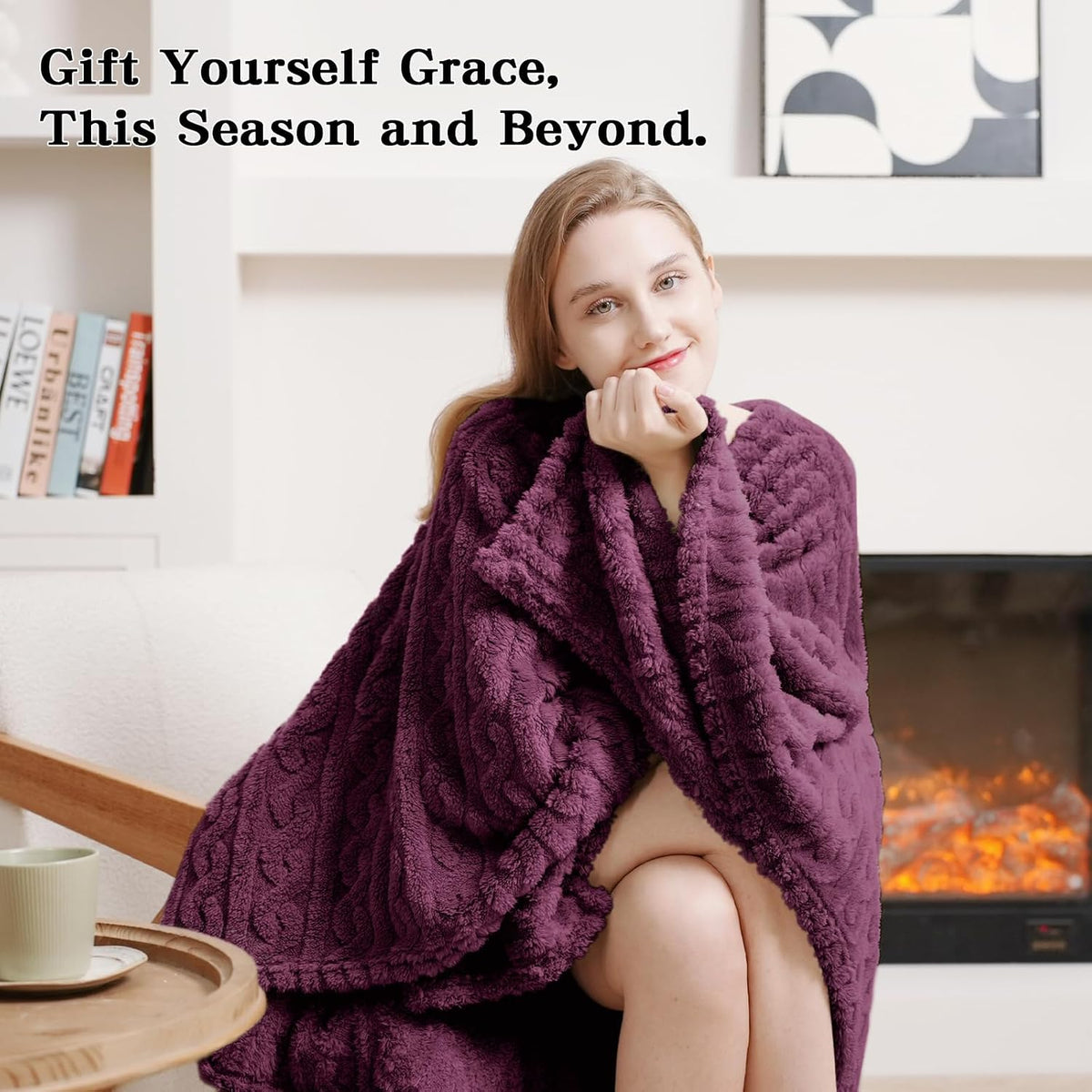 Wearable Blanket Sherpa Fleece Shawl Blanket with Pockets Blanket Poncho Cape for Adults, Cozy Shawl TV Throw Blankets