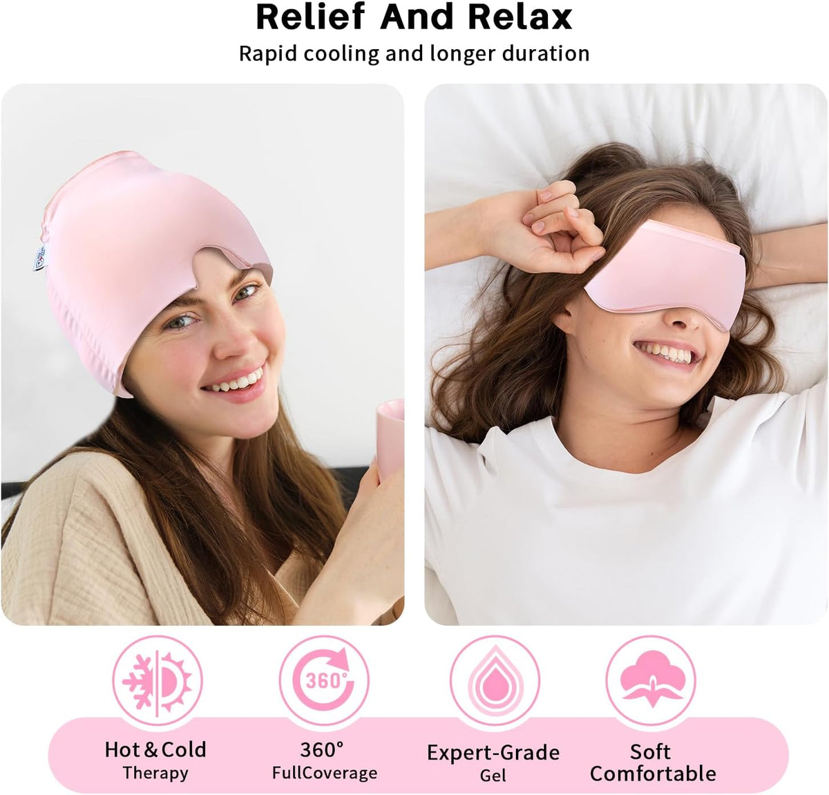 my novel things Migraine Relief Cap, Ice Headache Relief Mask Cold Cap Set