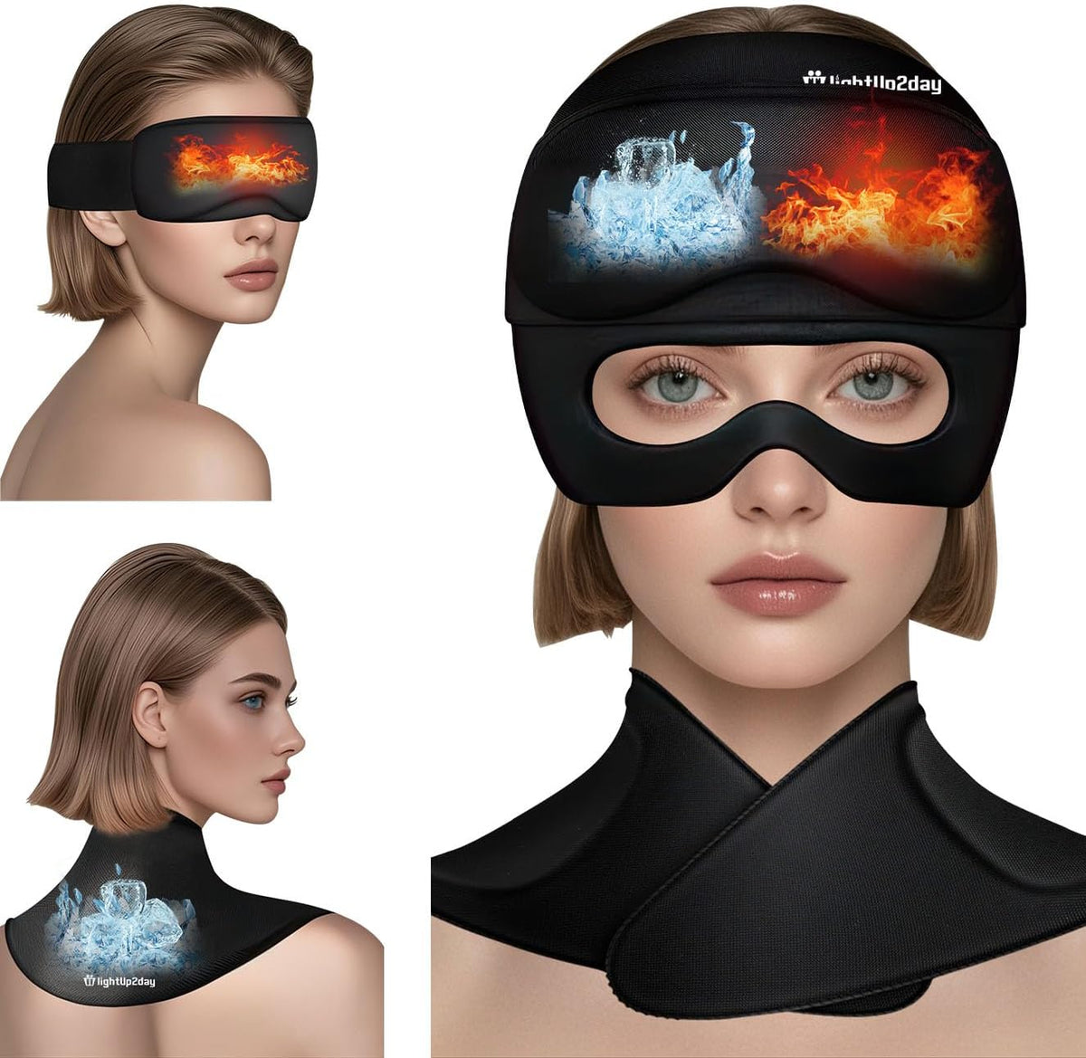 3-in-1 Headache Migraine Relief Cap with Neck Ice Pack Ice Eye Mask