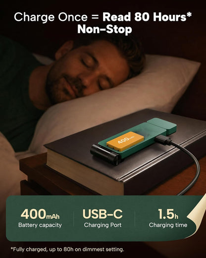 86lux Book Light, Rechargeable Clip-On LED Reading Light for Bed | 3 Color Temperatures with Stepless Dimming, Ultralight Bookmark Design for Book Lovers, Grey