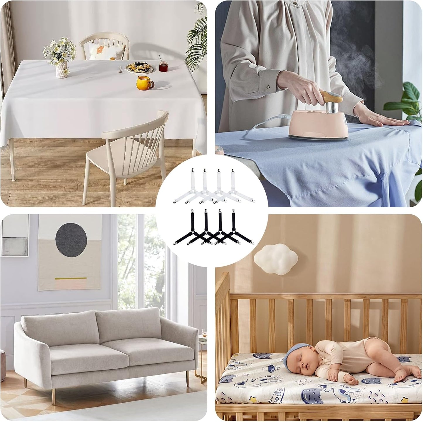 8 Pcs Adjustable Bed Sheet Holder Strap Clip Heavy Duty Elastic | Fitted Sheet Keeper Mattress Fastener Grip Non Slip Bedding Accessory