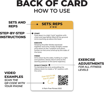 65 Bodyweight Workout Cards Deck 3x5''- Fundamental Exercise Cards for Home Workouts - Beginner to Intermediate - QR Video Guides & Inclusive Artwork - Tear-Resistant