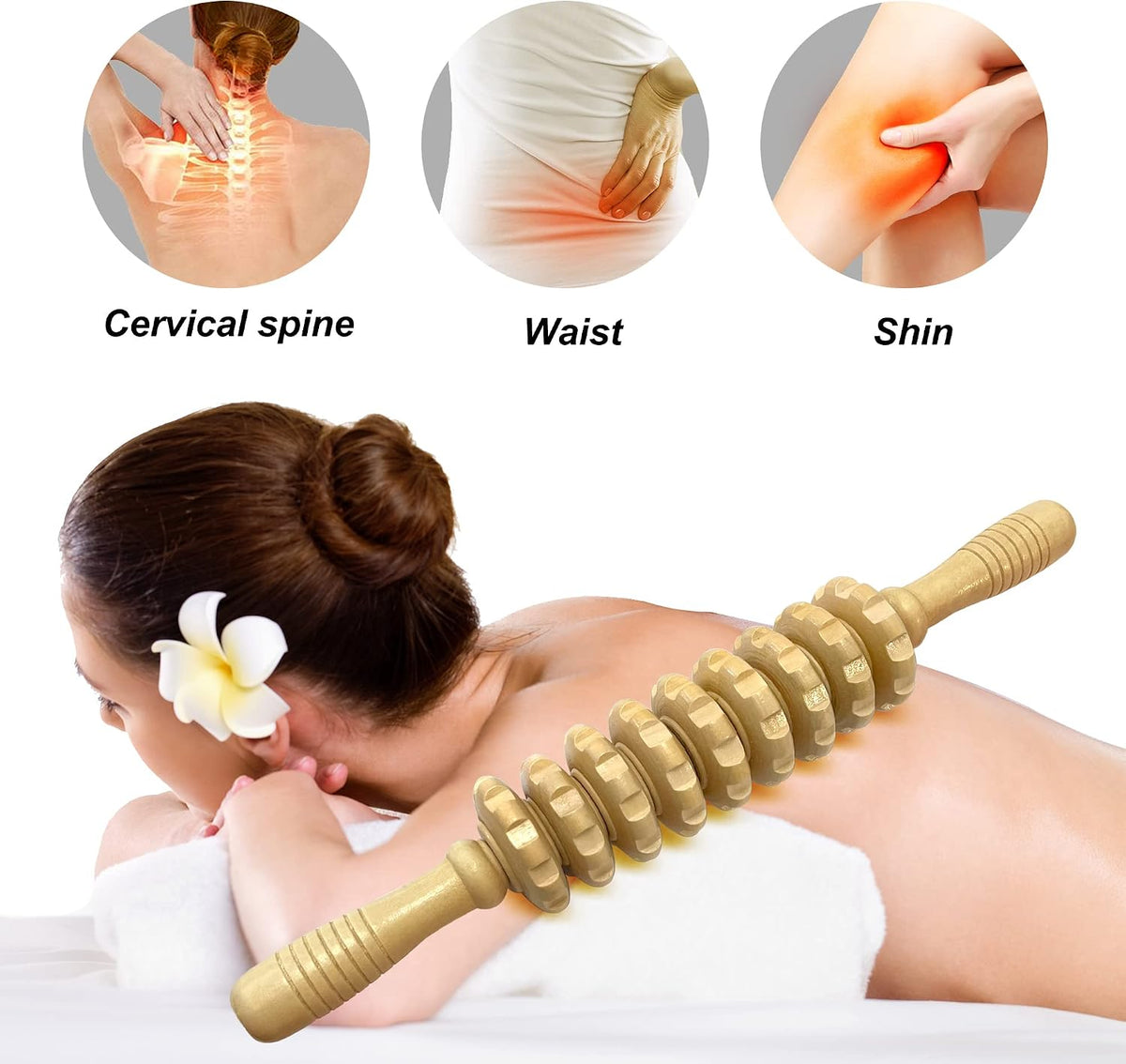 Wooden Massager Handheld Roller Trigger Point Massager Stick for Fascia, Cellulite, Muscle & Abdomen , Body Therapy Massager, Muscle Belly Relief Tool…
