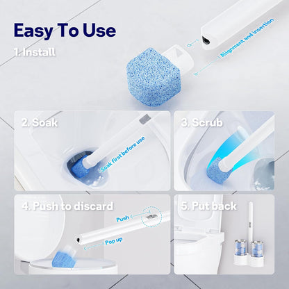Pumice Stone Toilet Bowl Cleaner 8Ct, 18in Extra Long Handle | 18in Extra Long Handle, One-Touch Ejection, Hard Water Stains Ring Limescale Remover, Toilet Bathtub Grill Pool Sink
