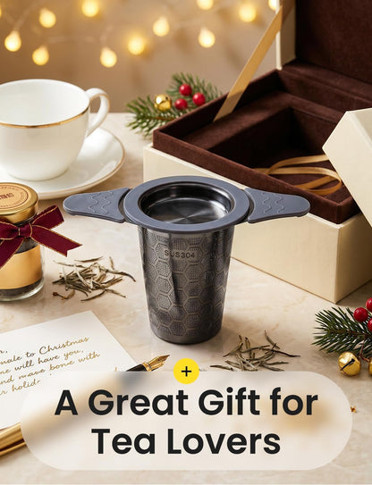 Tea Infuser for Loose Leaf Tea,Stainless Steel Tea Infuser with Heat Proof Silicone Handles,Extra Fine Mesh Tea Strainers Filter Fine Tea Leaves Effectively,Fits TeaPots/Mugs