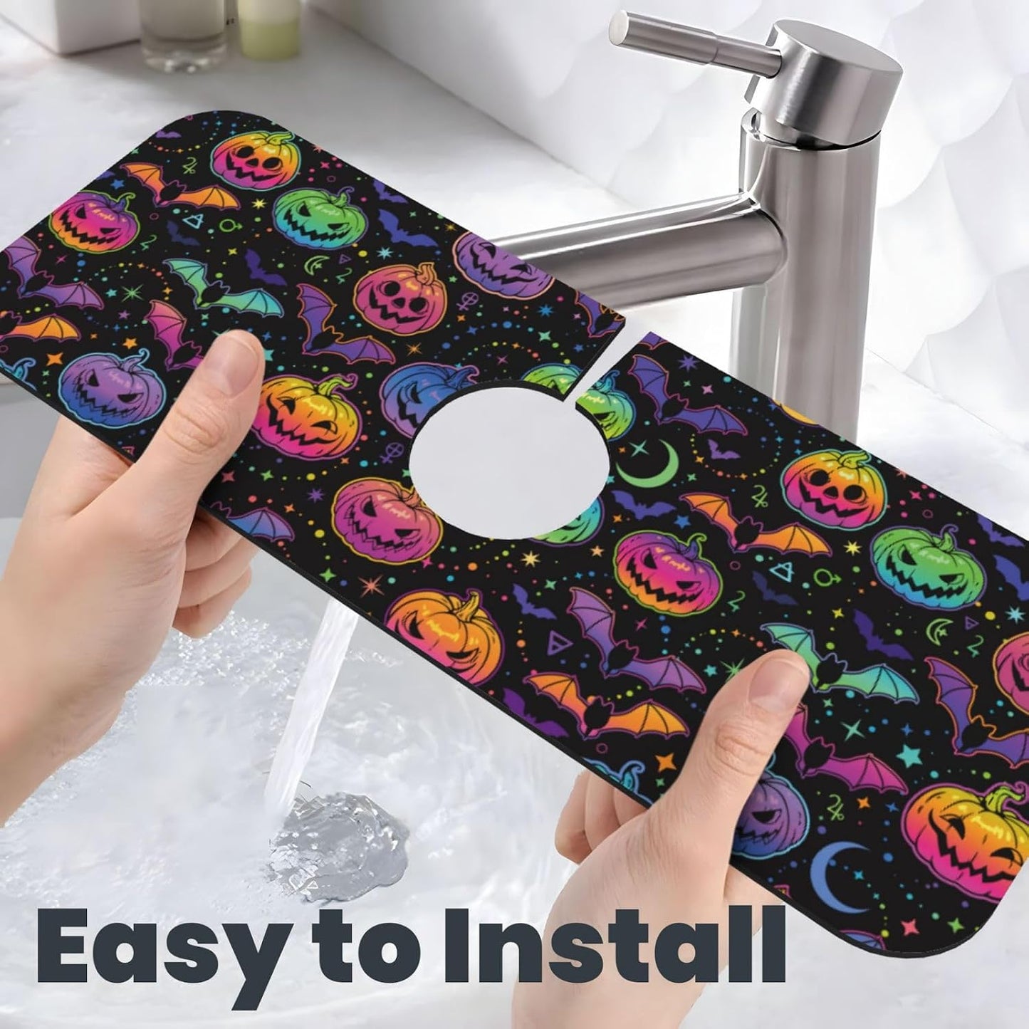 Wildflowers Floral Flower Kitchen Sink Splash Guard Faucet Mat Super Absorbent Fast Drying Mat Sink Gadgets-Fast Drying Pad Sink Mat For Kitchen Bathroom (15" X 5.5" )
