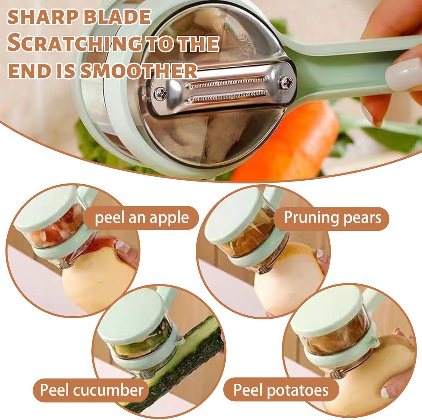 Peeler with Container - New with Box Storage Kitchen Special Fruitpeeler，Vegetable Peeler with Storage Box, Double-Sided Stainless Steel Multi-function Peeler for Home Kitchen (Orange)