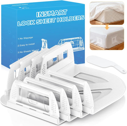 INSMART Sheet Holders - Bed Sheet Holder for Corners&Sides, Strong Elastic Sheet Straps/Grippers. Keep Sheets Firm&Tightt, No More Loose Sheets, Universal Fit and Easy Installation
