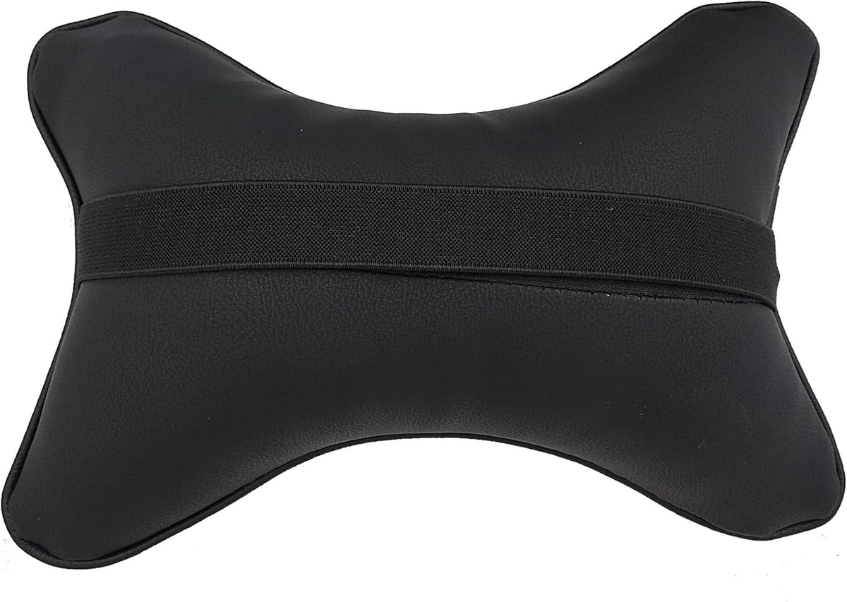 2 Packs Car Neck Pillows, Dual-Side PU Leather Car Headrest with Fiber Filling, Universal Soft Neck Support Pillow for Car, Home & Office (Black)