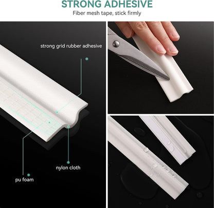 MOPMS Draft Stopper Sweep, Door Weatherproofing Stripping, Window Seal Strip Self-adhisive Soundproof Cuttable Weather Length 32.8 Ft (5 Pcs x 6.56 Ft), Grey