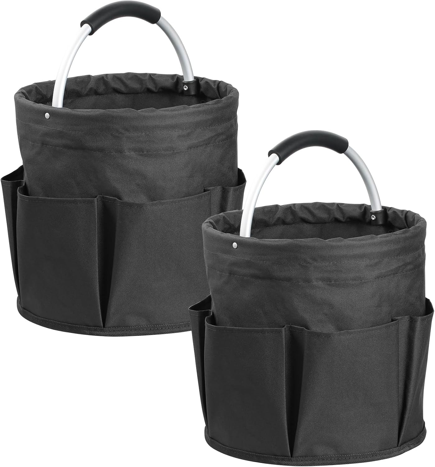 17L Cleaning Caddy with Handle and 6 Pockets, Foldable Cleaning Supply Caddy, Portable Shower Caddy in 600D Oxford Fabric, Multifunctional Storage Basket for Camping, Gardening, Black
