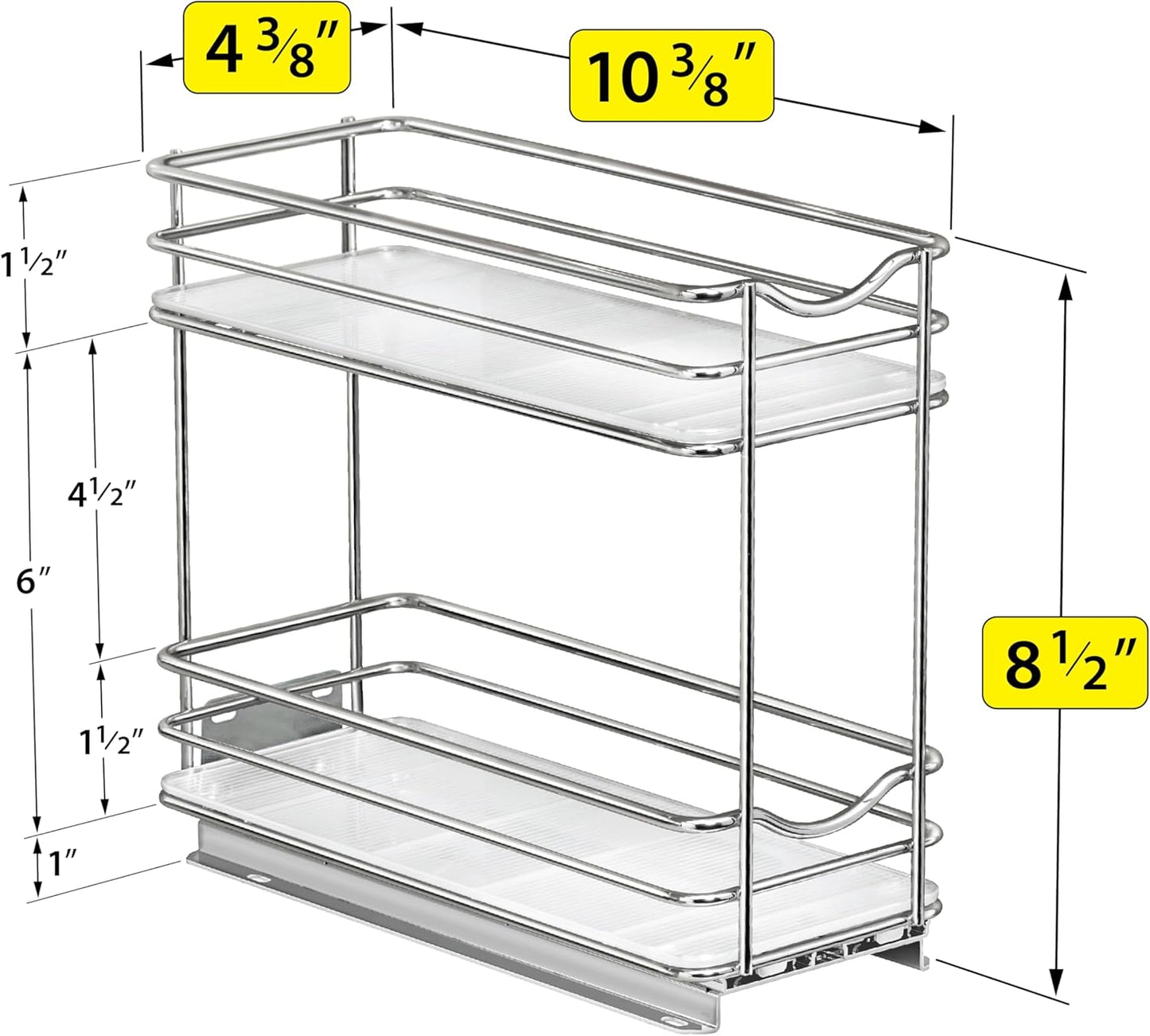 LYNK PROFESSIONAL® Pull Out Spice Organization for Cabinets - 4-3/8 inch Wide – Spice Rack for Inside Cabinets, Slide Out Spice Rack Organizer for cabinet – Pull Out Spice Rack, Sliding 2 Tier Chrome