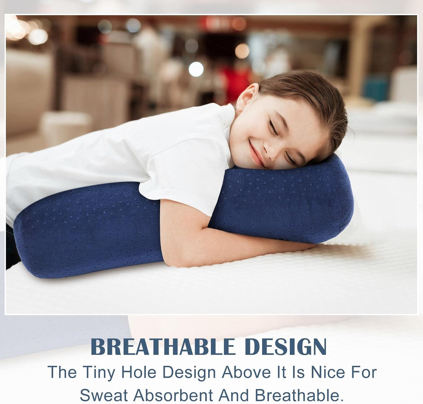 Remerry 2 Pcs 16 x 6 Inches Velvet Neck Roll Pillow Cover with Zipper, Soft Bolster Pillowcases for Cylindrical Pillow (Cover Only, Bolster Not Included)(Navy Blue)