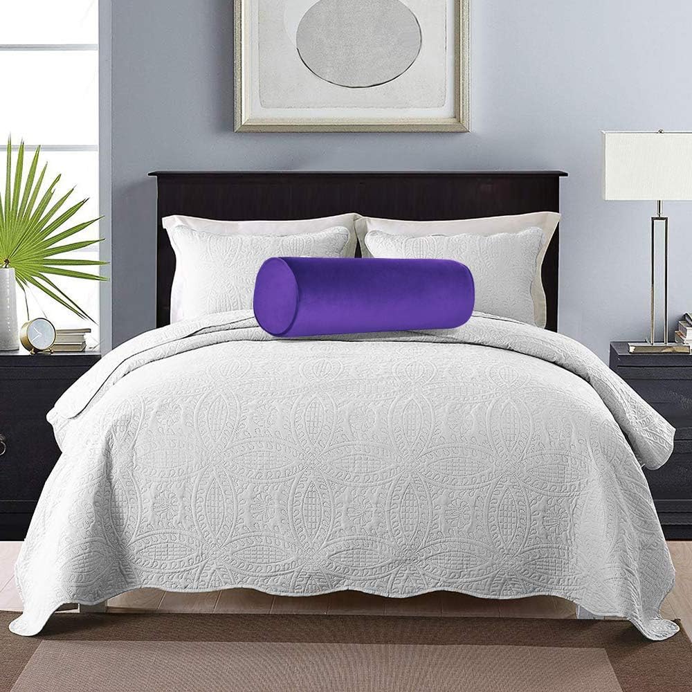 Tinbolunce Memory Foam Roll Pillow for Knee/Leg/Neck - Full Moon Bolster/Round Cylinder Pillow for Sleeping on Side or Back - Removable Cooling Cover Length 18" x 6" Diameter (Chocolate Brown)