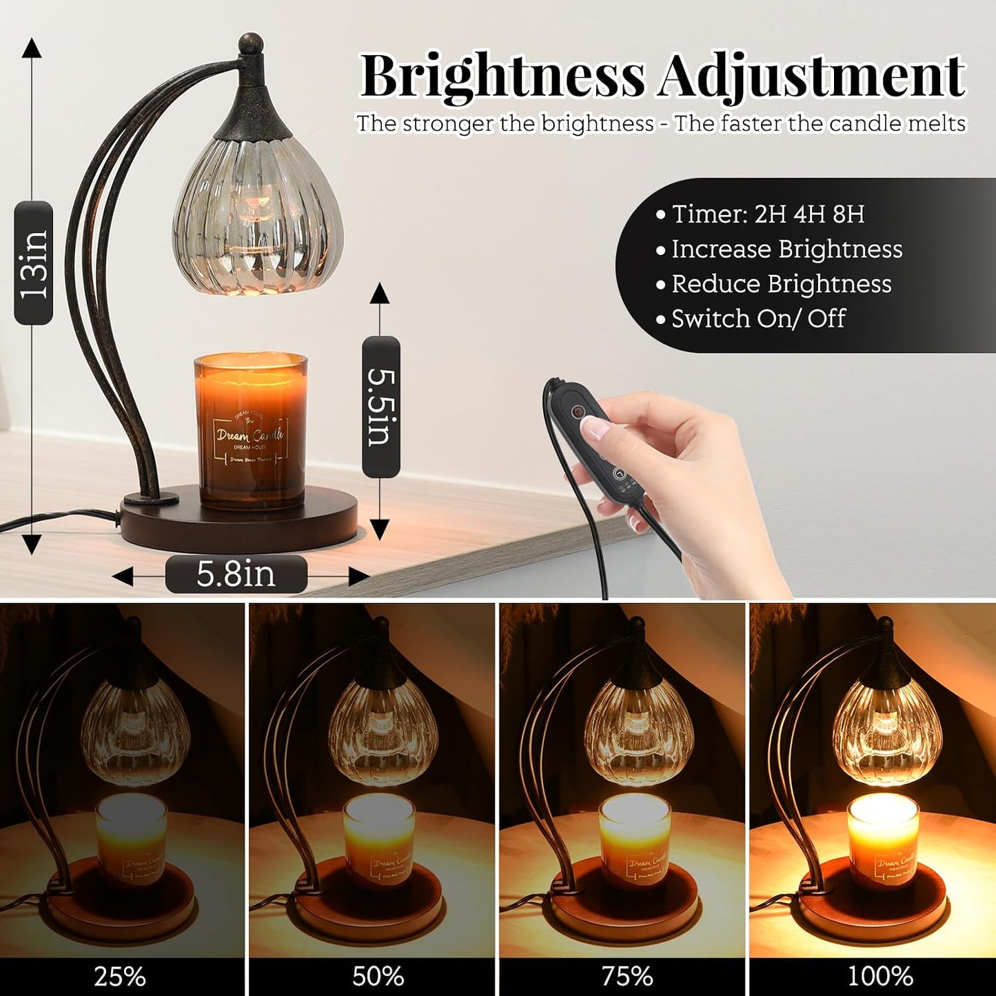 Candle Warmer Lamp with Timer and Dimmer - Electric Melter for Scented Jar Candles - Housewarming, New Home Decor