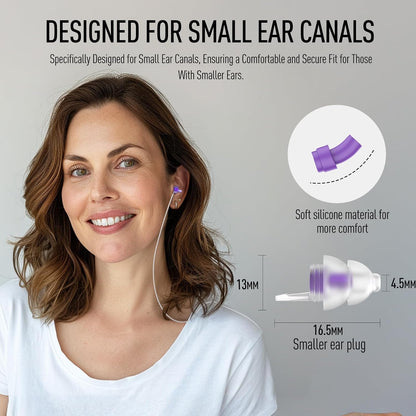 Hearprotek Sleeping Ear Plugs, 2 Pairs Ear Plugs (32db & 30db) Ultra Soft Noise Reduction and Hearing Protection earplugs for Side Sleepers, snoring, Travel, Working, Safety (Purple) | Soft Reusable Ear Plugs for Noise Reduction, Side Sleepers, Snoring,