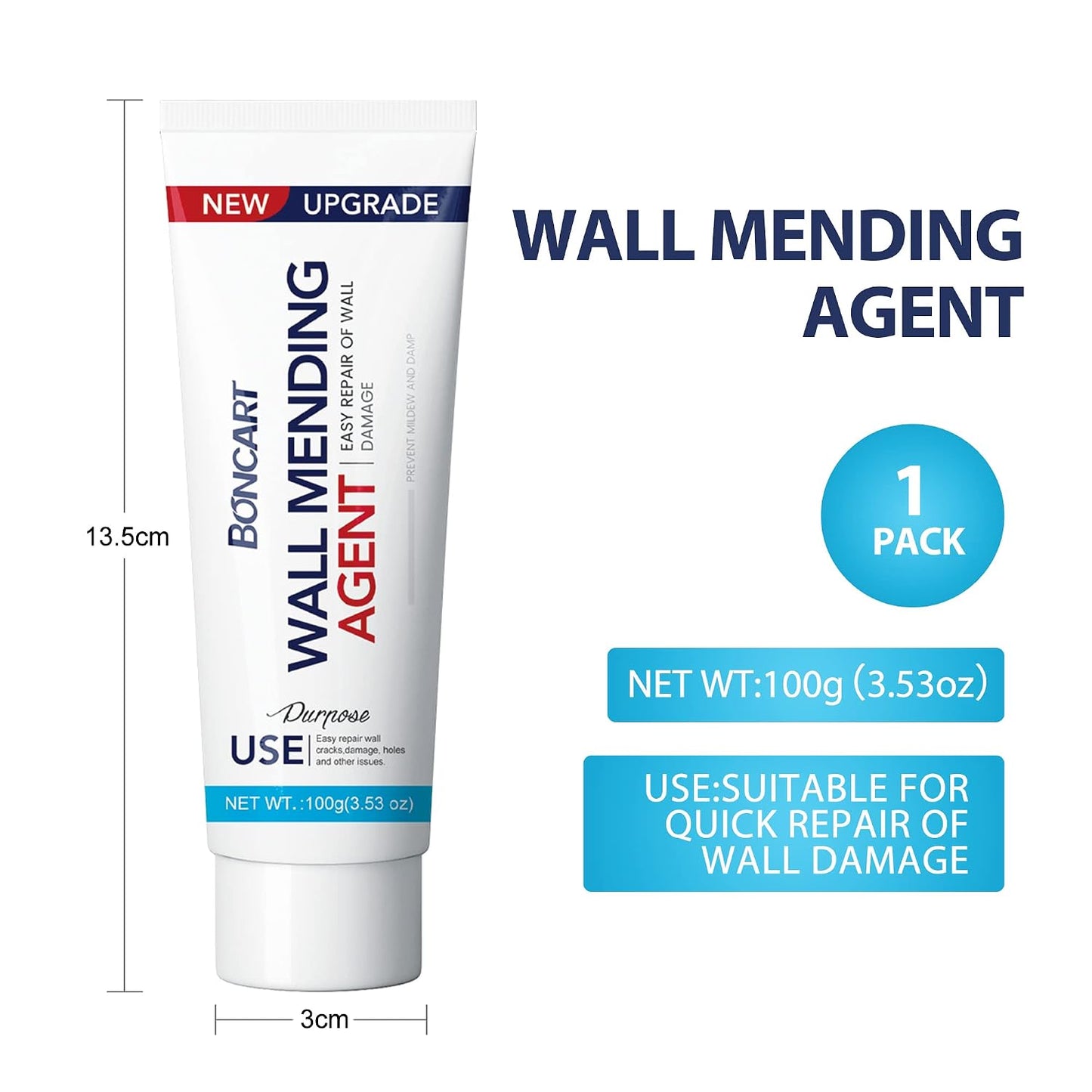 Drywall Repair Kit, 2-Pack Wall Mending Agent, Wall Spackle with Tools | Includes Scraper and Sandpaper. For Wall Surface Hole Fill, Quick And Easy Solution.