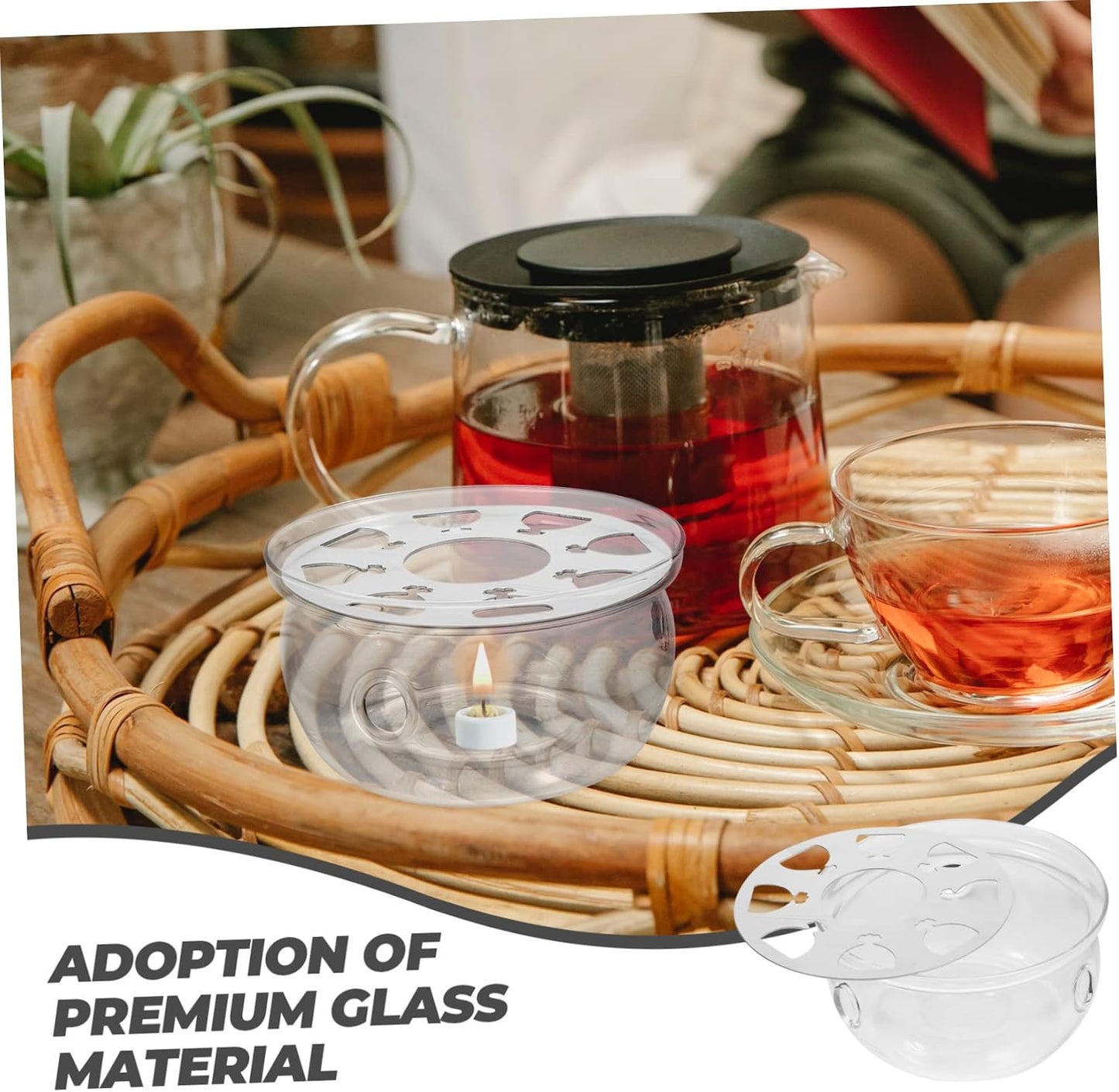 Ciieeo Glass Teapot Warmer Elegant Heating Base Transparent Tea Heating Tool for Home Office and Tea House Use Convenient Design