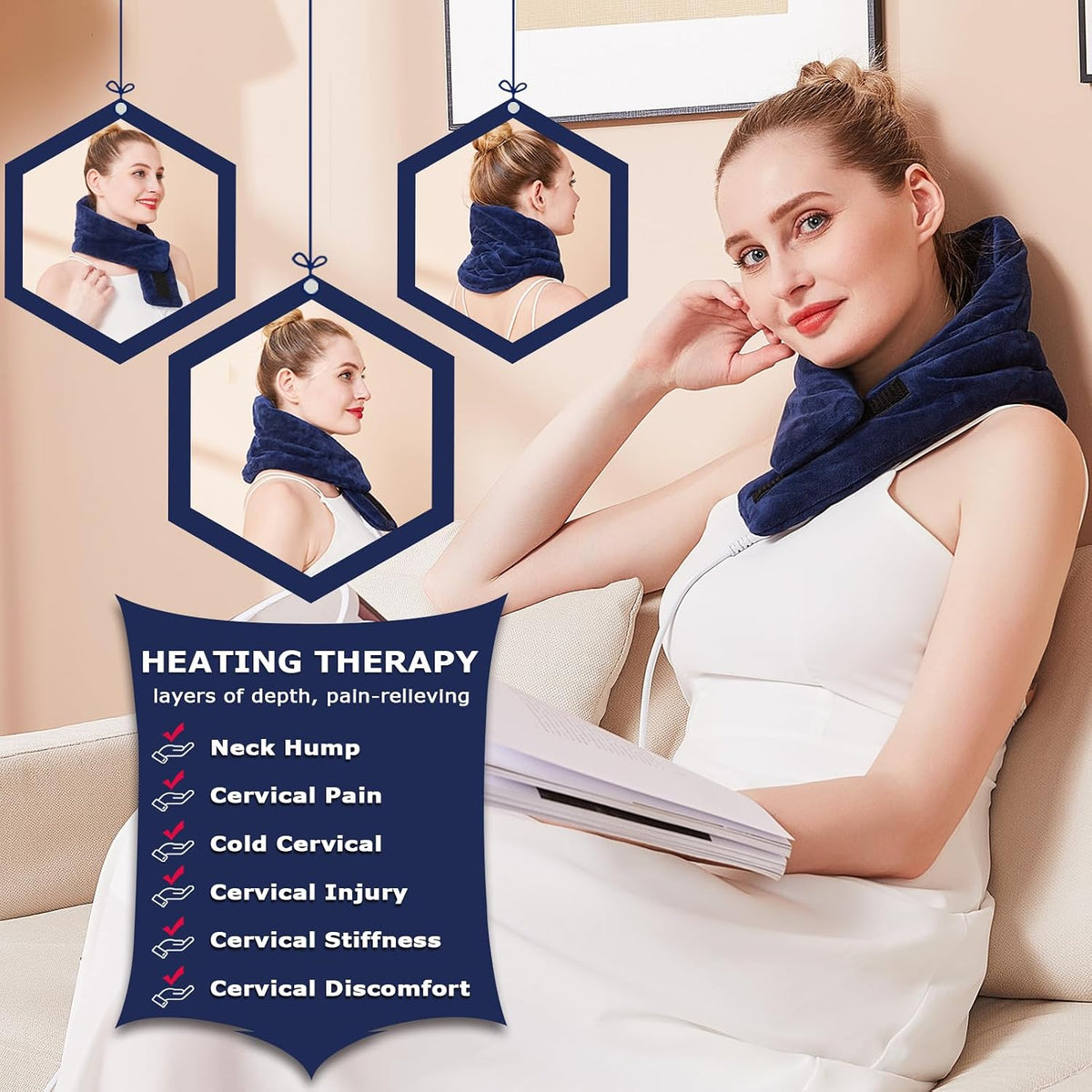 CAMECO Electric Neck Heating Pad for Pain Relief, 86℉-158℉ & 30S Heating Heated Neck Wrap Warmer for Soreness Stiffness, Super Soft Heated Scarf, Neck Heat Pad, Auto Shut-Off Timer, Gifts for Women