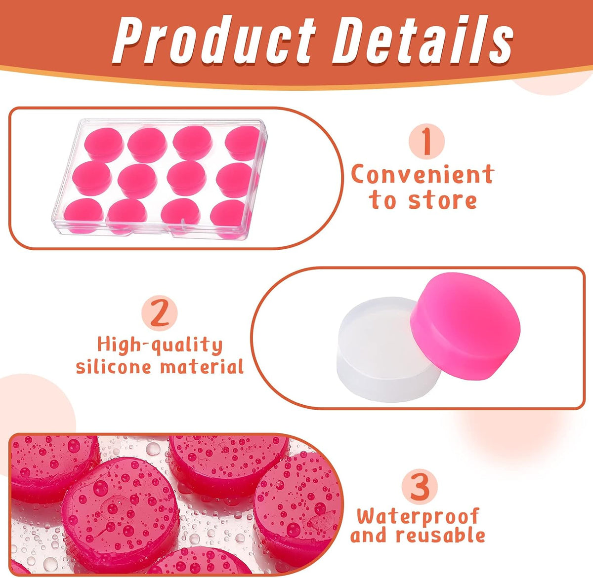72 Pairs Soft Silicone Ear Plugs Moldable Putty Wax Earplugs
