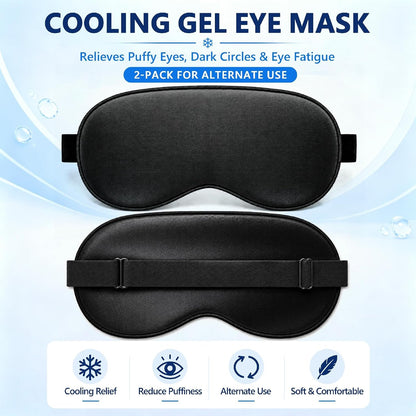 2 Pack Cooling Eye Mask for Puffy Eyes, Migraine Relief, Black & Black