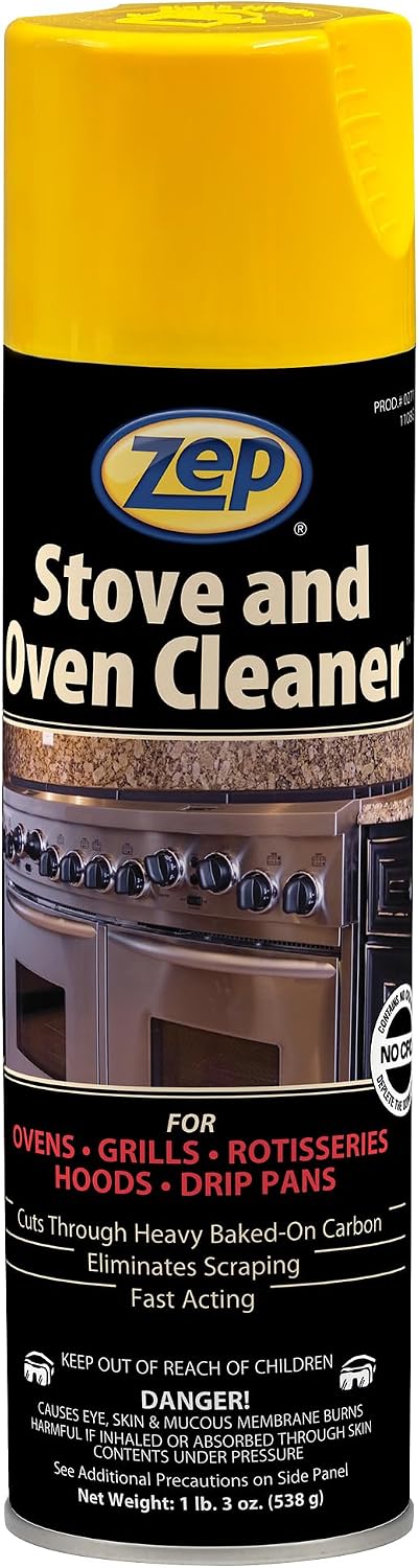 Zep Stove & Oven Cleaner 19 oz (2 Pack) + Blue Microfiber Rag | One 2-pack of 19 oz Zep Stove & Oven Cleaner plus one reusable blue microfiber rag for baked-on grease cleanup.