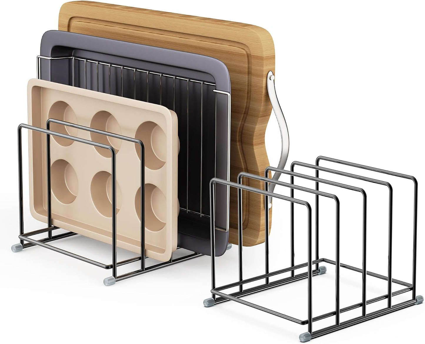 Cutting Board Organizer-1.6in Wide Kitchen Cutting Board Holder Stand for Pan,Baking Sheets,Cookie Sheets with 4 Slots,Baking Sheet Oragnizer(2PC-Medium)