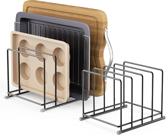 Cutting Board Organizer-1.6in Wide Kitchen Cutting Board Holder Stand for Pan,Baking Sheets,Cookie Sheets with 4 Slots,Baking Sheet Oragnizer(2PC-Medium)
