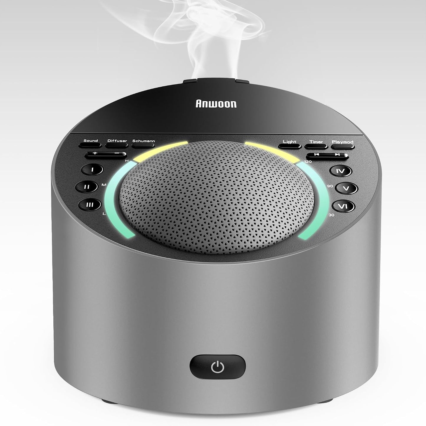 White Noise Machine & Night Light, 12W Powerful Sound Machine with 50+ Natural Sounds, Noise Masking for Snoring, Traffic &Office –Expandable with Aroma Diffuser & Schumann Resonance (Sold Separately)