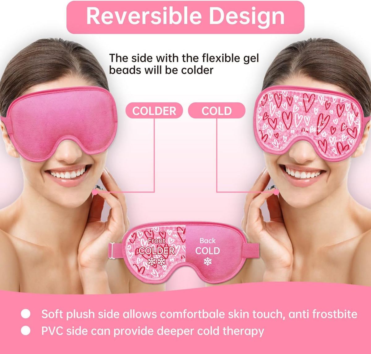2 PCS Ice Eye Mask Reusable Hot Cold Therapy Gel Bead Eye Mask for Puffiness/Dark Circles/Eye Bags/Dry Eyes/Headaches/Migraines/Stress Relief,Cooling Eye Mask,Ice Pack for Eyes (Purple)