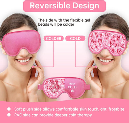 2 PCS Ice Eye Mask Reusable Hot Cold Therapy Gel Bead Eye Mask for Puffiness/Dark Circles/Eye Bags/Dry Eyes/Headaches/Migraines/Stress Relief,Cooling Eye Mask,Ice Pack for Eyes (Purple)